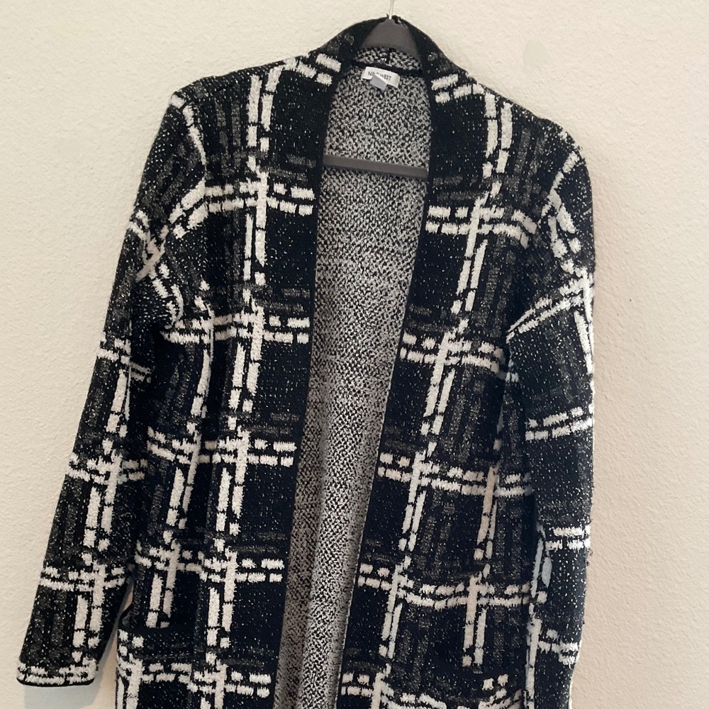 Nine West Plaid Midi Sweater Cardigan With Pockets Size Large